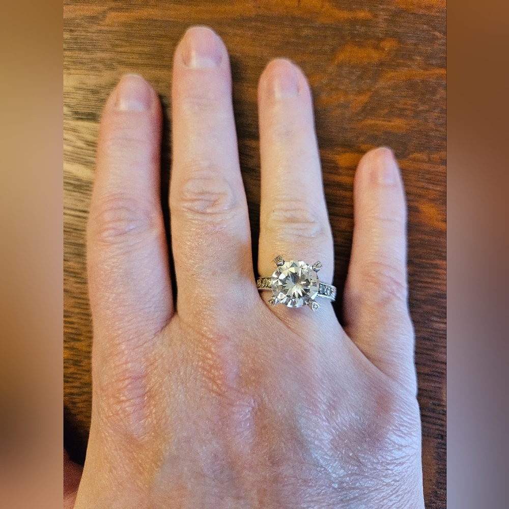 Sterling silver large CZ ring
